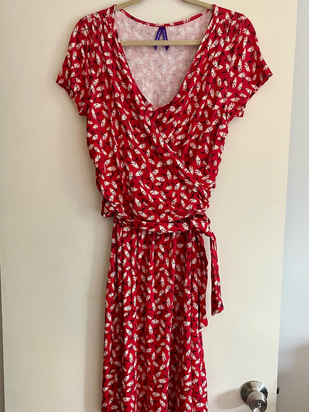 Seraphine Red Floral Wrap Maternity Dress